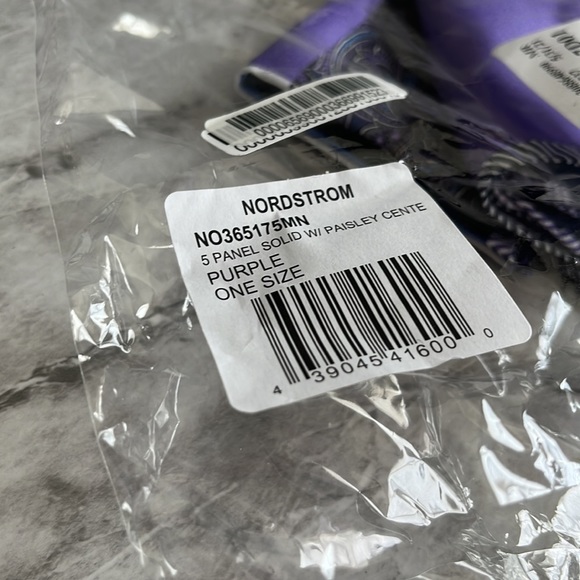 NEW Nordstrom 5 panel paisley purple hanker-chief silk - Picture 4 of 4